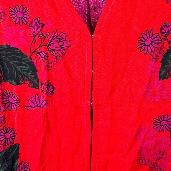 Free People Mikayla Scarlet Combo Red Printed Floral Front Hook Blouson Blouse - Picture 6 of 11